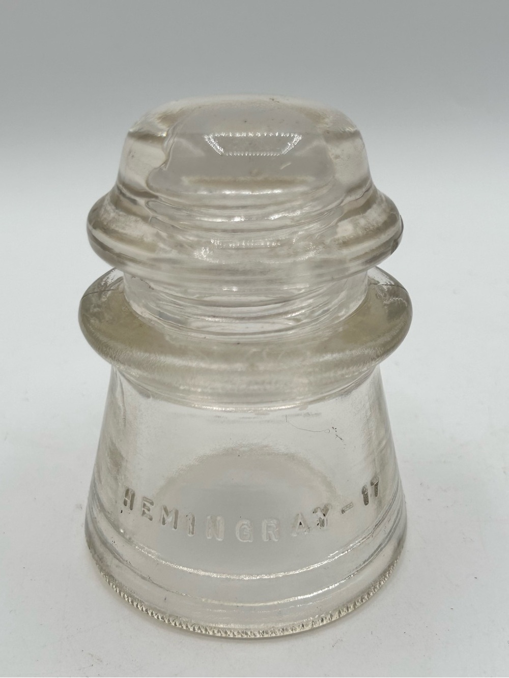 Vintage Hemingray 17 Clear Glass Electric Telephone Telegraph Pole Insulator 4"
